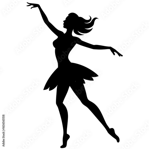 Female jazz dancer silhouette vector graphic stylish performance

