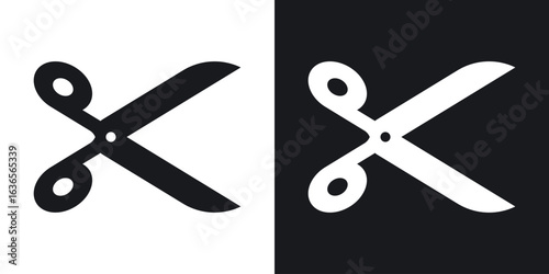 Scissors icon in black and white glyph versions