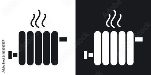 Radiator icon in black and white glyph versions
