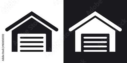 Garage icon in black and white glyph versions