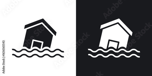 Flood icon in black and white glyph versions