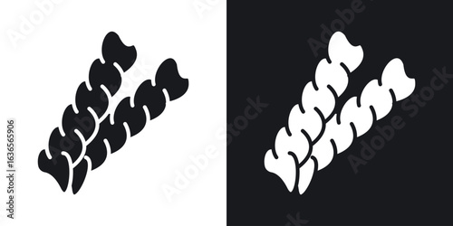Pasta icon in black and white glyph versions