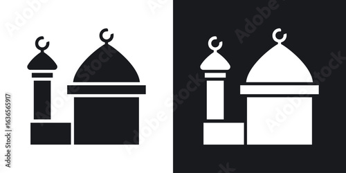 Mosque icon in black and white glyph versions