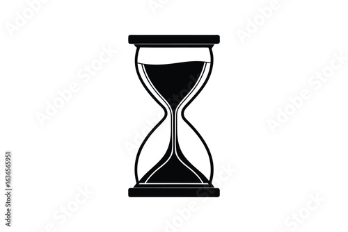 Classic Hourglass Sand Timer Illustration in Black and White Silhouette Style
