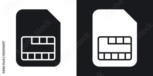 Sim card icon in black and white glyph versions