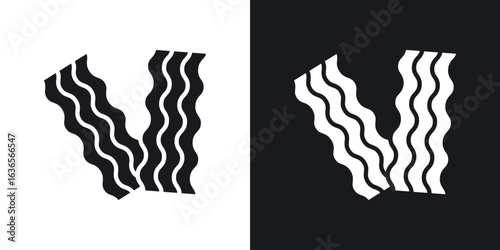 Bacon icon in black and white glyph versions