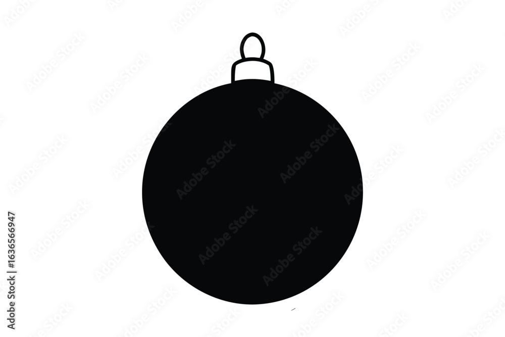 Fototapeta premium Simple Black Christmas Ornament Decoration Isolated on White Background in a Silhouette Style silhouette