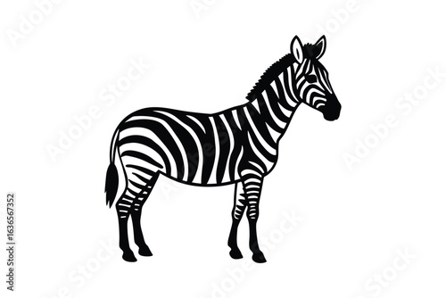 Striking Zebra Illustration in Black and White Silhouette Style on a Clean Background Perfect for Graphic Design Projects silhouette