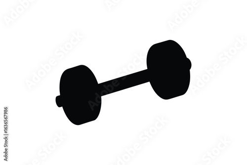 Simple Black Dumbbell Weightlifting Graphic Illustration on White Background in Silhouette Style silhouette