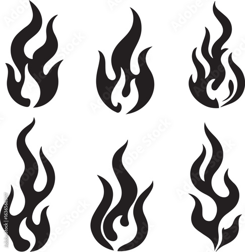 Fire icon collection. Fire flame symbol. Concept flame fire icon. Bonfire silhouette logotype. Flames symbols set flat style. Set hand drawn y2k style flame, fire frame. Trendy grunge scrawl elements