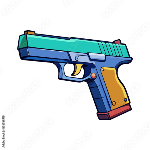Creative Glock 43 Gun Vector Style on White