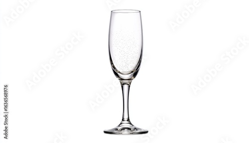 Empty champagne flute, isolated, white background, celebration