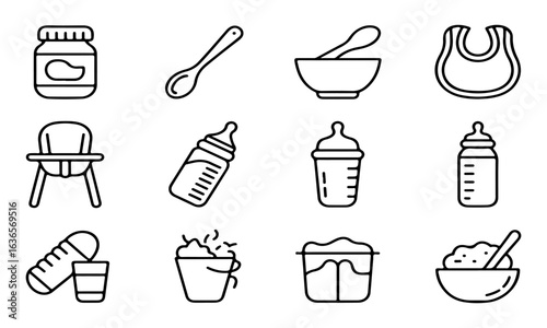 Baby Feeding and Care Icons Silhouette Collection Keywords baby, feeding, care, icons