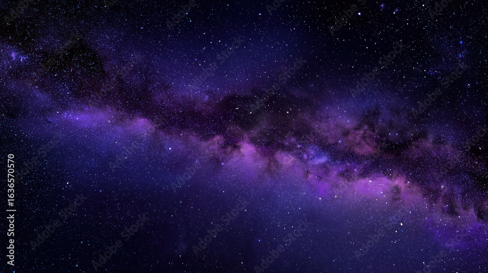 Fototapeta premium Stunning Milky Way Galaxy with Purple Nebulae - Ideal for Space Themed Projects and Astronomy Enthusiasts