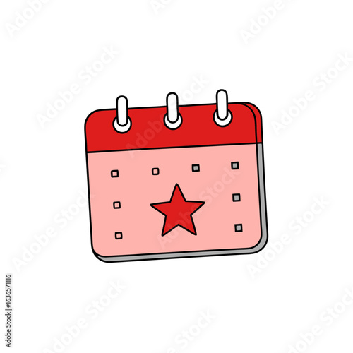 Red calendar with star squares date