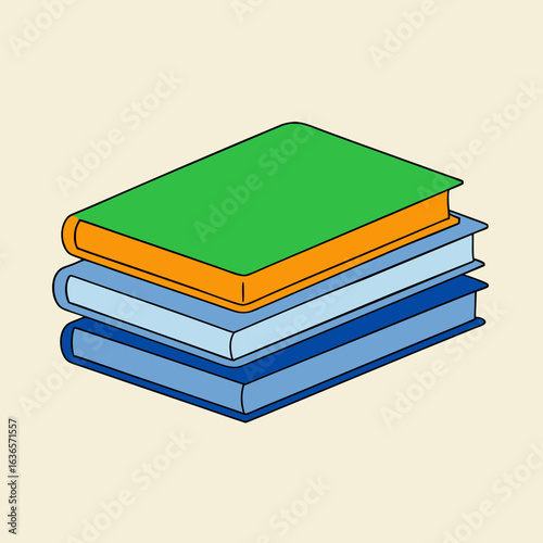 Stack three books green orange blue education learning