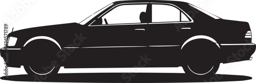 vector illustration of a car Solid Black Car Silhouette Side View for Automotive Branding