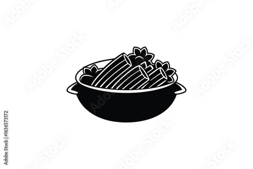 Pot of Rigatoni Pasta with Herbs Silhouette