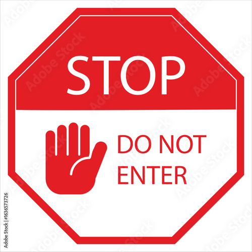 Do Not Enter Stop Sign Isloated On White Background