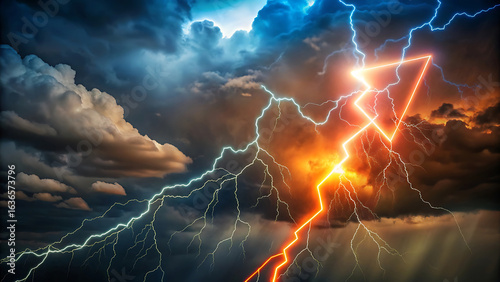 Wallpaper Mural A Thunderstorm Behind A Lightning Bolt Shaped Stock Icon Torontodigital.ca