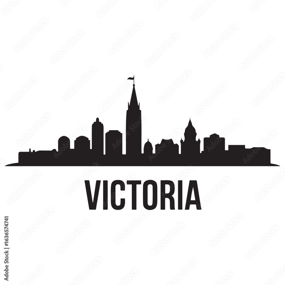 Fototapeta premium Victoria skyline, silhouette. Vector illustration. Vector black silhouette. with white background.