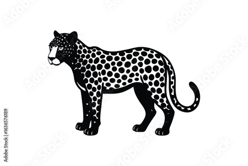 Elegant Black Leopard Silhouette with Dotted Pattern