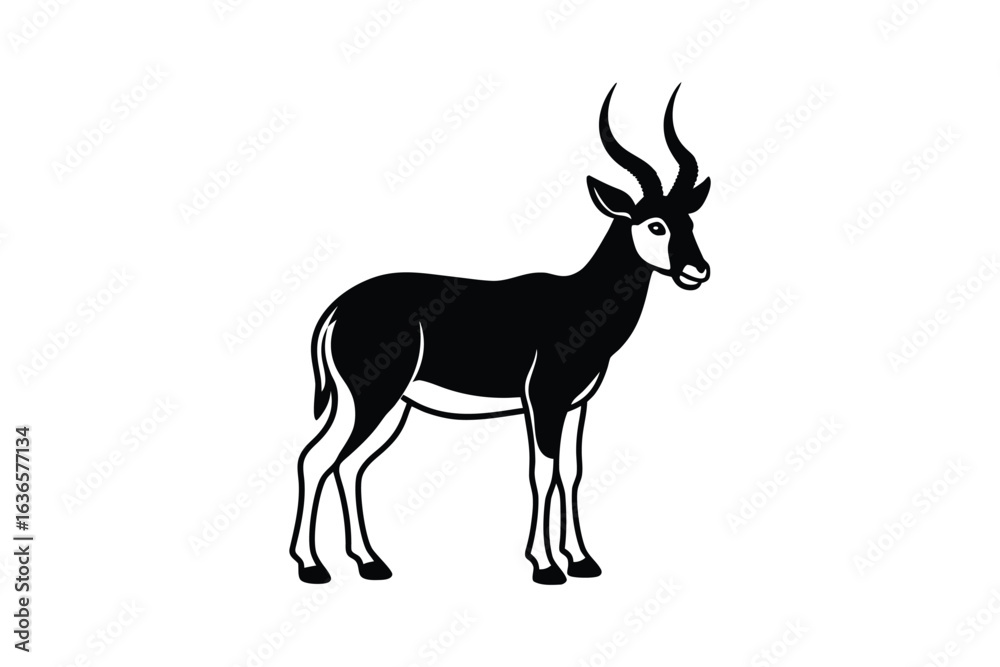 Fototapeta premium Black and White Springbok Silhouette Illustration