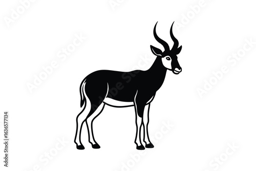 Black and White Springbok Silhouette Illustration