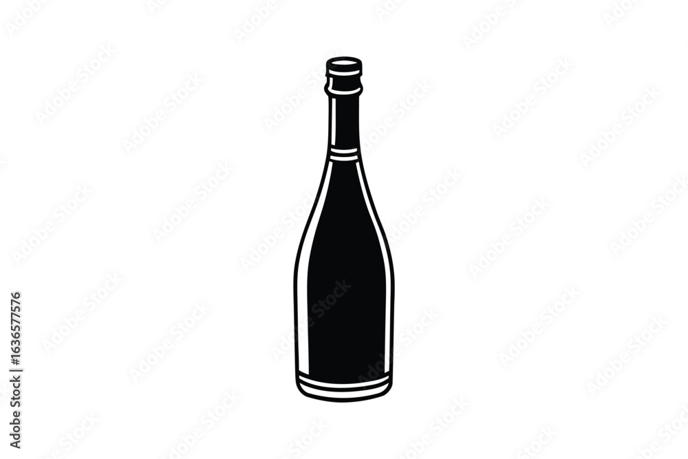 Simple Elegant Champagne Bottle Silhouette Graphic Design Simple Elegant Champagne Bottle Silhouette Graphic Design