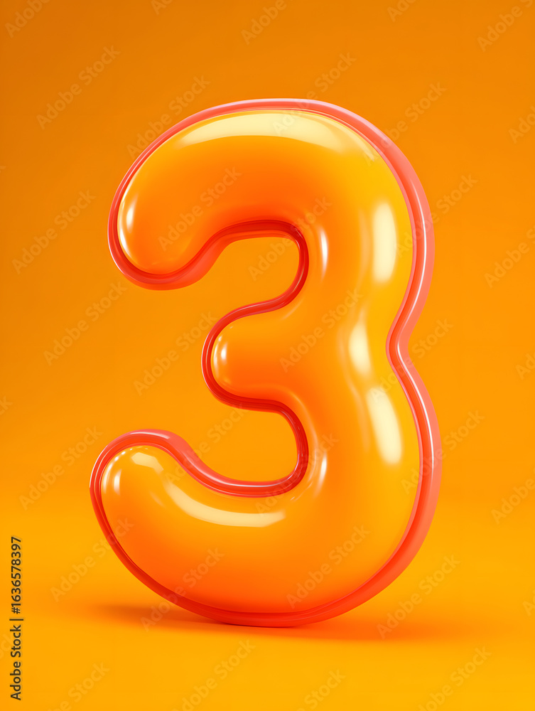 Naklejka premium Inflatable orange numeral 3 countdown effect display