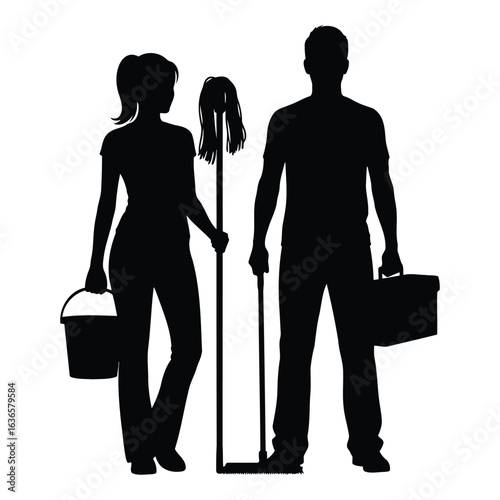 Cleaning Team Silhouette