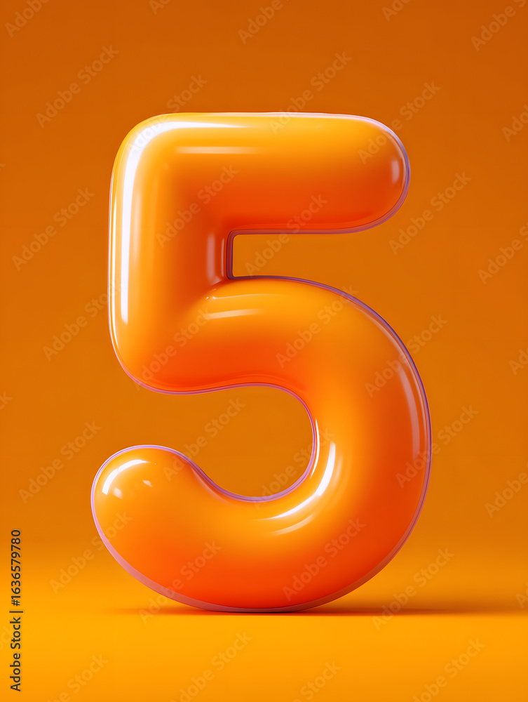 Inflatable orange numeral 5 countdown effect display