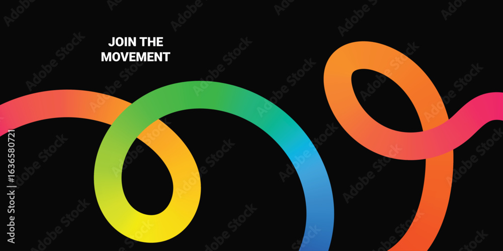 Obraz premium Abstract 3D Color Lines Pattern. Vector Background with Rainbow Gradient Ribbon Waves