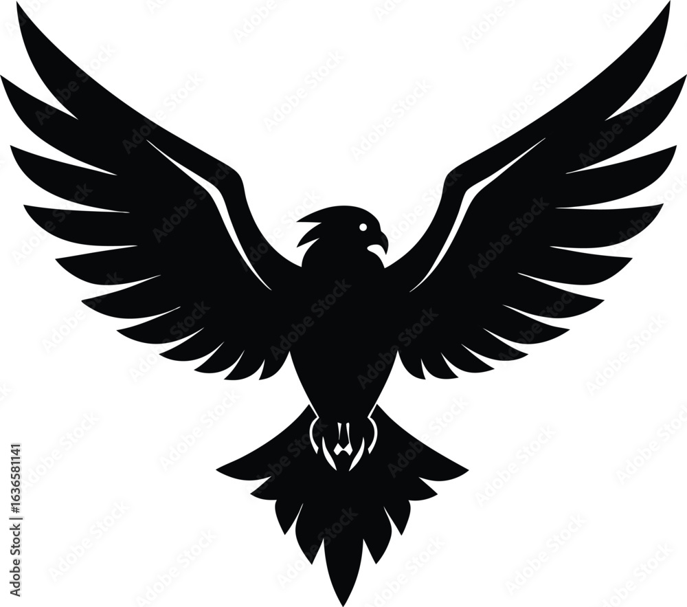 Fototapeta premium Majestic eagle silhouette with wings spread wide