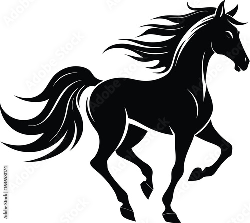 Galloping horse silhouette with flowing mane