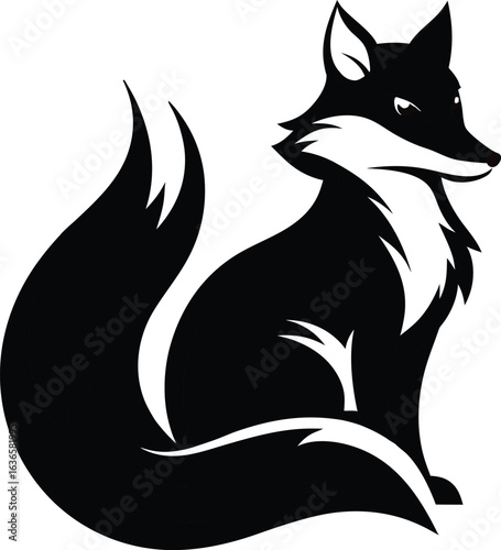 Stylized fox silhouette with curled bushy tail
