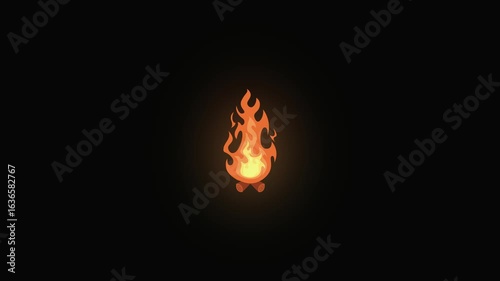 Realistic Fire Animation Loop on Black Background