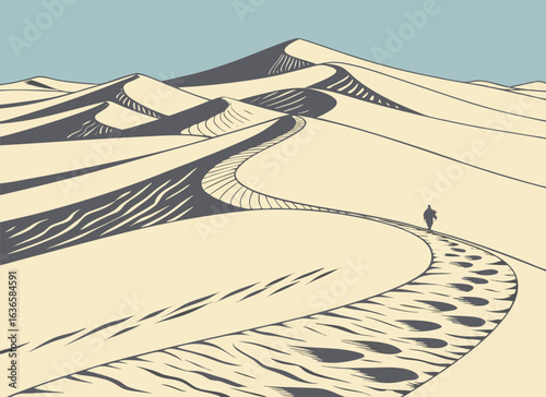 Desert Dunes Sculpted into Geometric Patterns – Vector Artwork