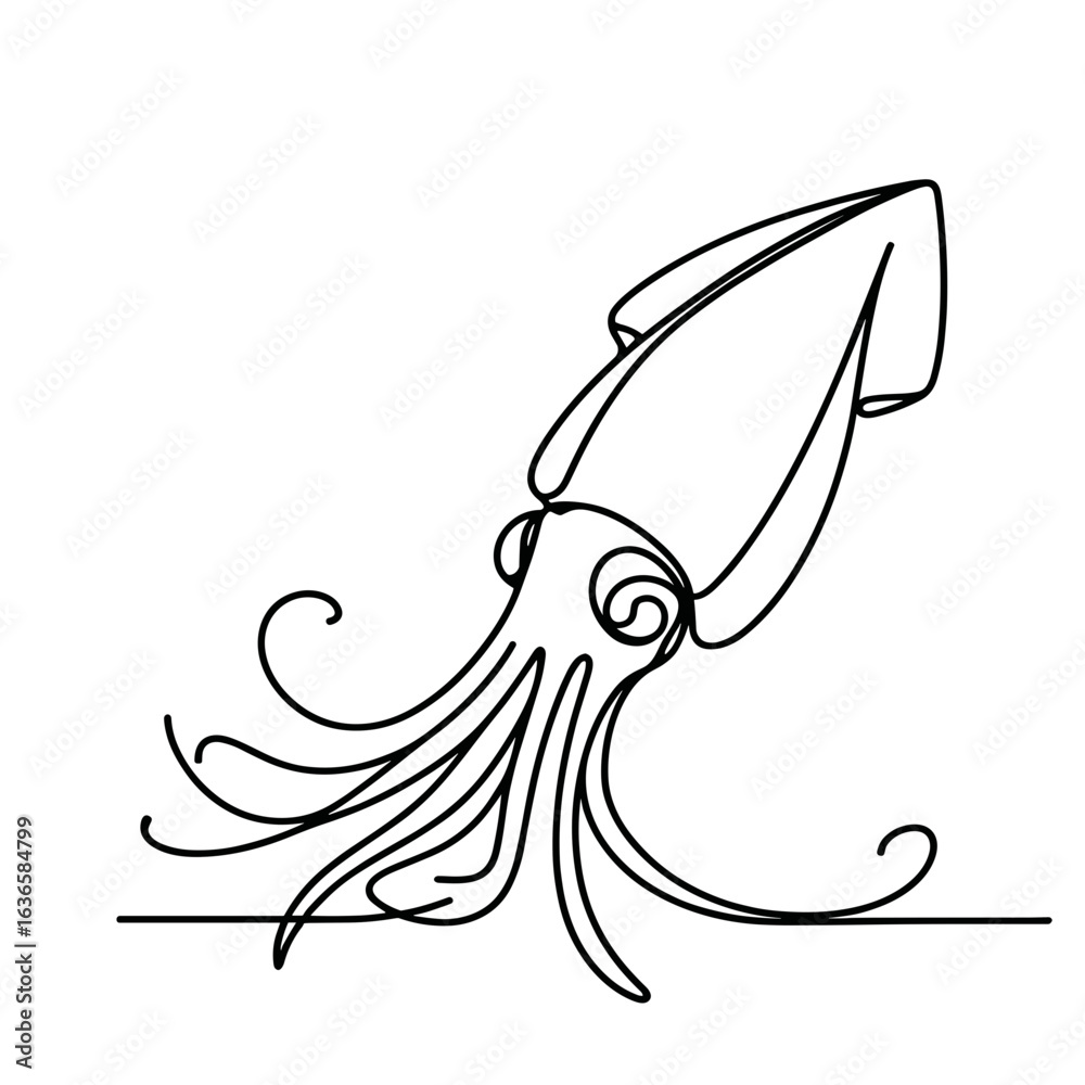 Fototapeta premium Giant squid swimming against transparent background