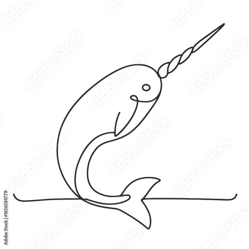 Narwhal peeking from ocean surface