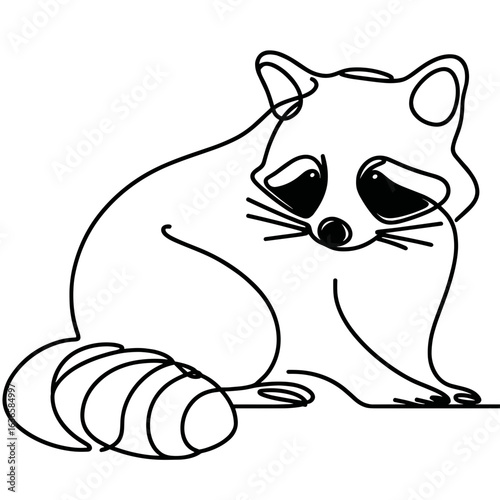 Raccoon sitting looking curious against transparent background