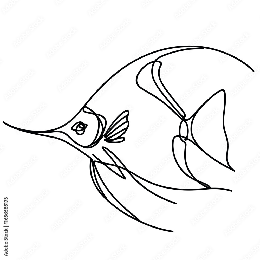 Fototapeta premium Angel fish swimming against transparent background