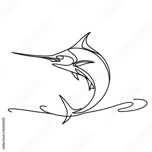 Swordfish jumping out of water
