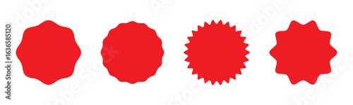 Set of red price sticker, sale or discount sticker, sunburst badges icon.Special offer price tag.Starburst pop art.starburst icon with sparkles. simple shining star symbol.