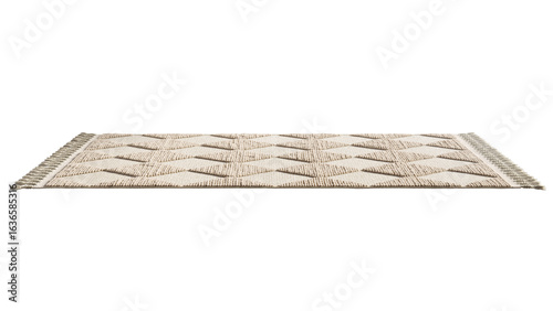 Rustic style rug with long pile and braids. 3d render