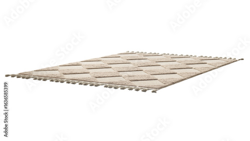 Rustic style rug with long pile and braids. 3d render