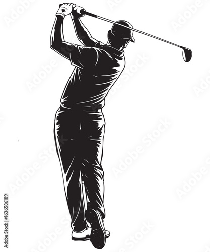 Silhouette of a Golfer in Action
