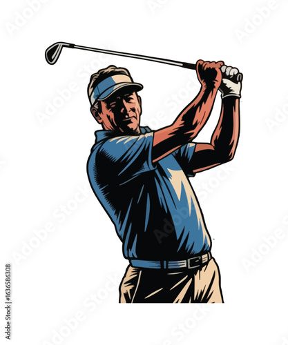 Silhouette of a Golfer in Action