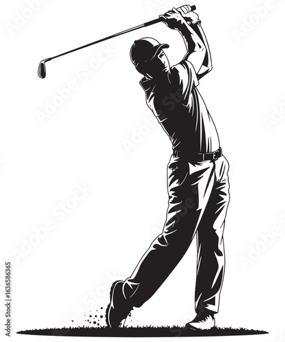 Silhouette of a Golfer in Action