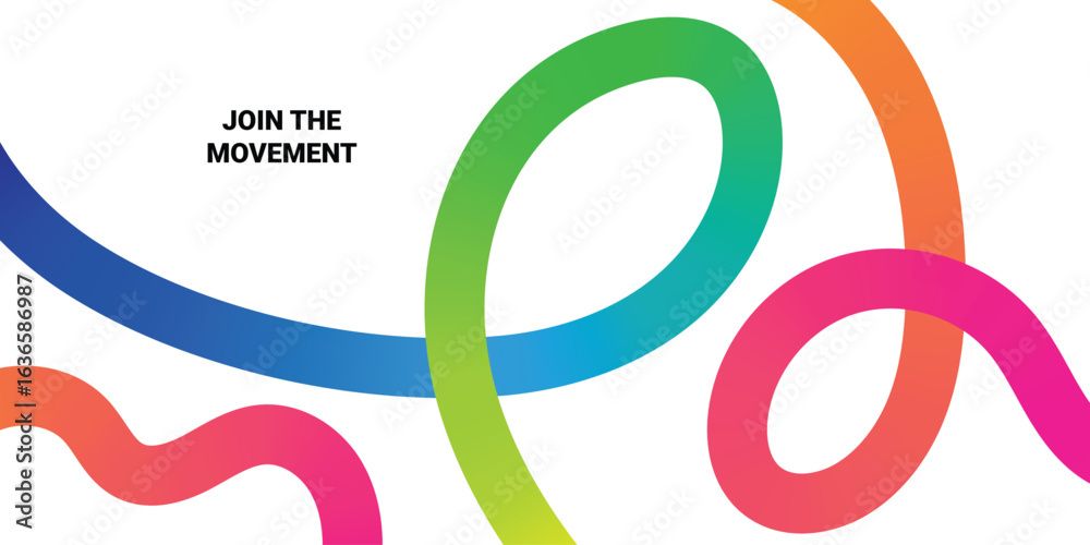 Fototapeta premium Abstract Color Line Background. Graphic Shapes with Gradient. Vector Pattern with Curve 3D Rainbow Ribbons.